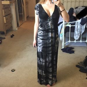 Black and White Tie Dye Maxi Dress
